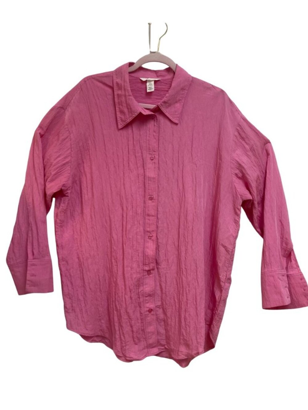 H & M Oversize Pink Crepe Long Sleeved Women's Oxford Size XL